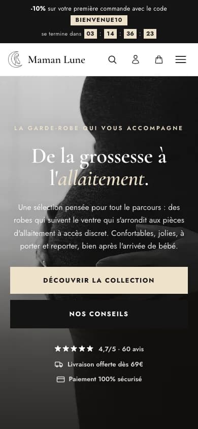 Version mobile de Maman Lune